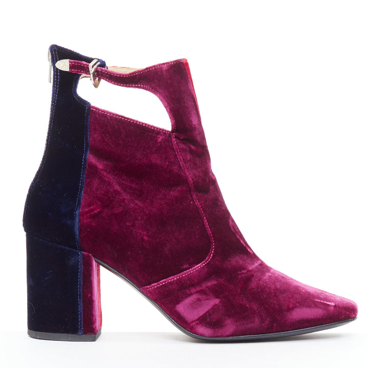TOGA ARCHIVES Pulla tricolor velvet square toe ankle booties EU39