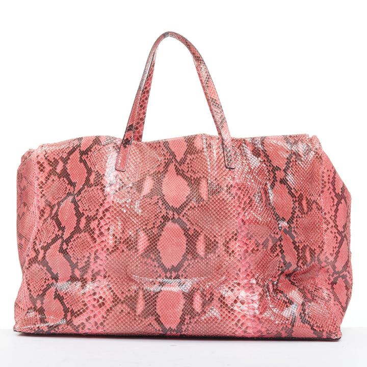 ANYA HINDMARCH pink scaled leather bow tassel shopper tote bag