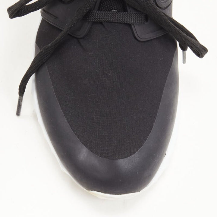 MONCLER black neoprene plastic caged metallic leather heel sports sneaker EU37