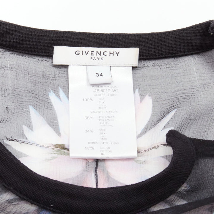 GIVENCHY RICCARDO TISCI red black floral sheer romantic goth tshirt FR34 XS