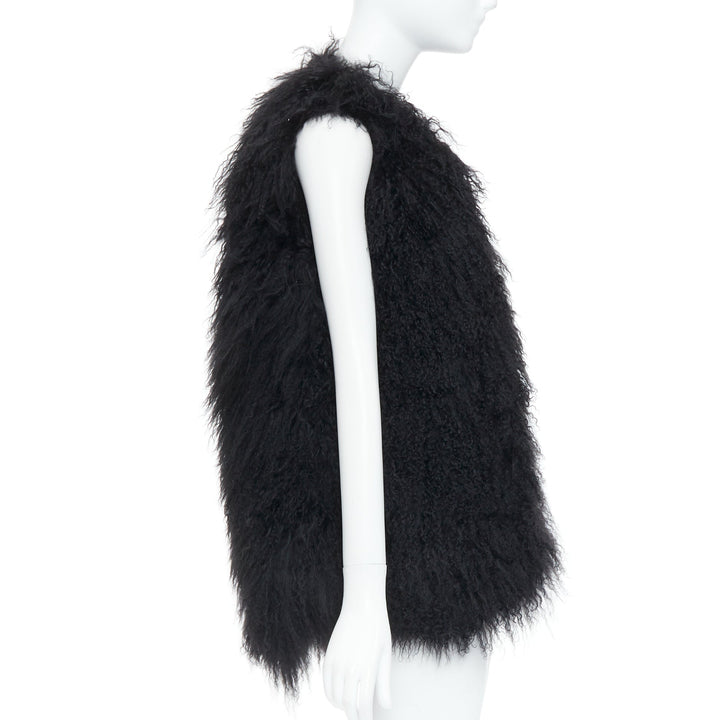 ZADIG & VOLTAIRE black mongolian shearling fur ethnic quilted vest coat