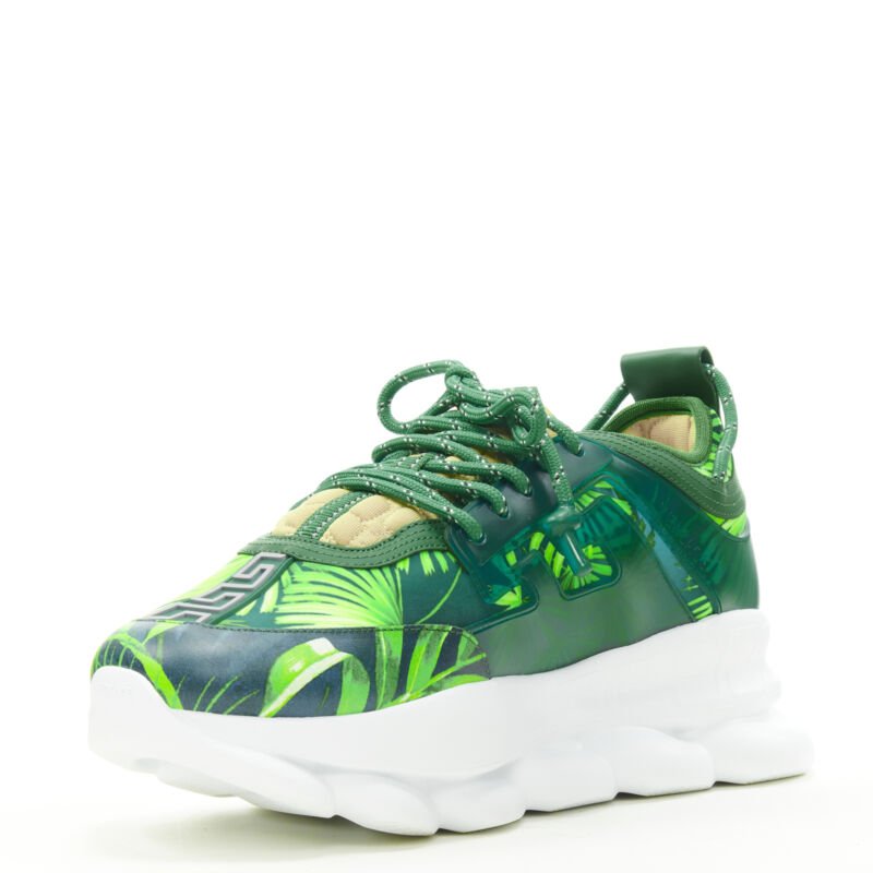 VERSACE Chain Reaction Jungle Print green chunky sole sneaker EU38 US8