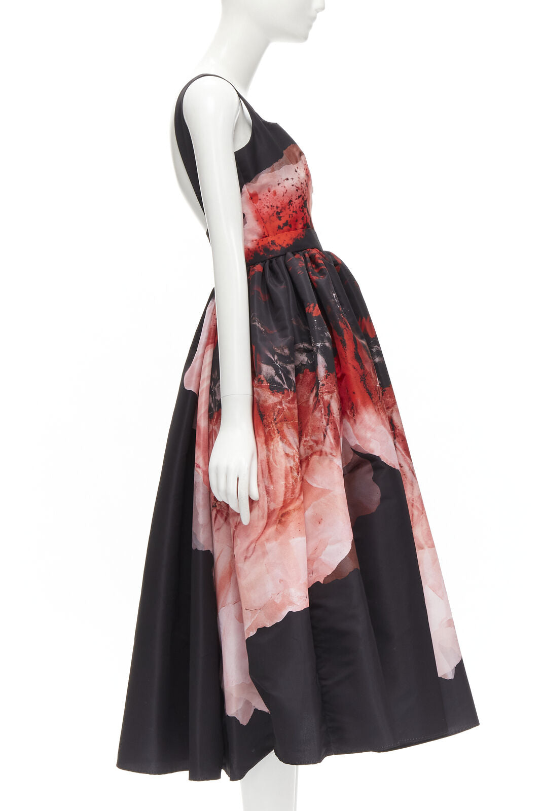 ALEXANDER MCQUEEN 2021 Runway Anemone black red floral full gown IT38 S