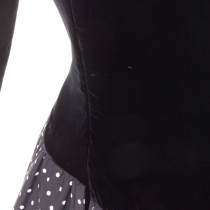 ALEXANDRE VAUTHIER COUTURE Runway black velvet polka dot mini dress
