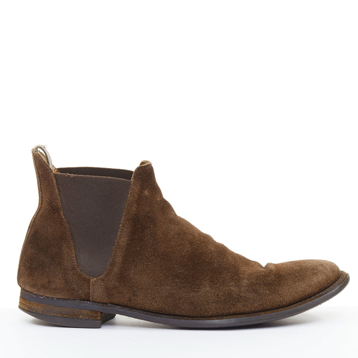 CROCKETT & JONES Chelsea dark brown repello suede almond ankle boot UK6.5 EU40.5