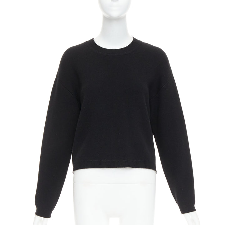 CHRISTIAN DIOR J'adior 8 black cashmere blend  crew neck crop sweater FR34 XS