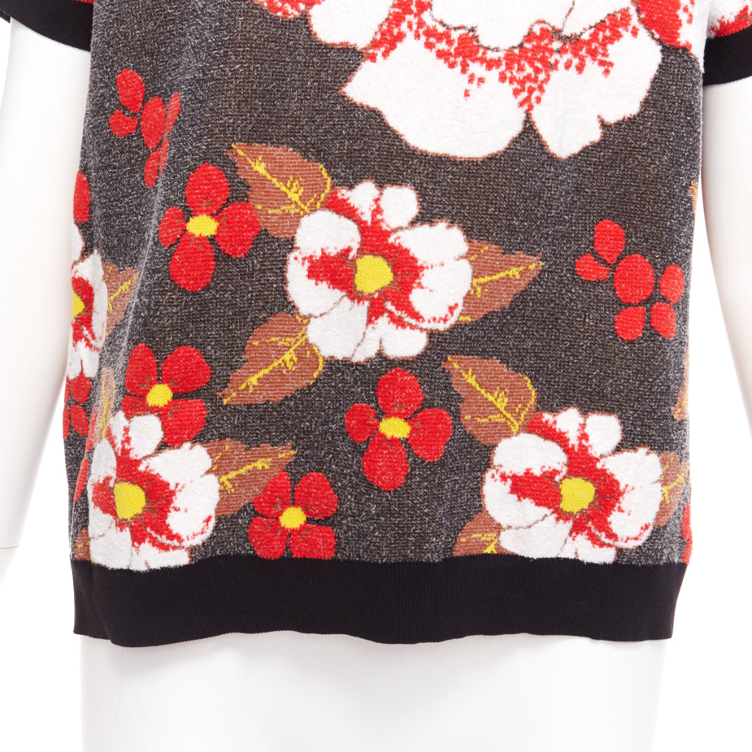 MARNI japanese blossom floral jacquard boxy knitted sweater top IT38 XS