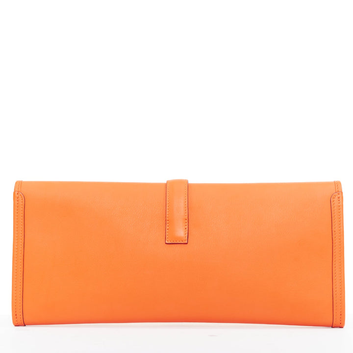 HERMES Jige Elan 35 orange swift leather elongated envelope clutch bag