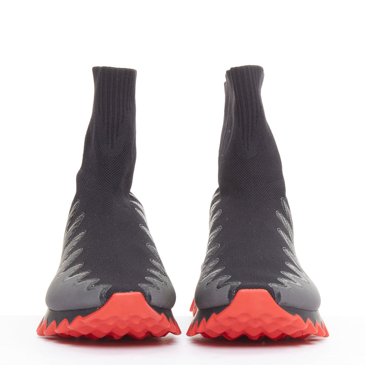 CHRISTIAN LOUBOUTIN Sharky Sock black sock spikey sole sneaker boot EU43 US10