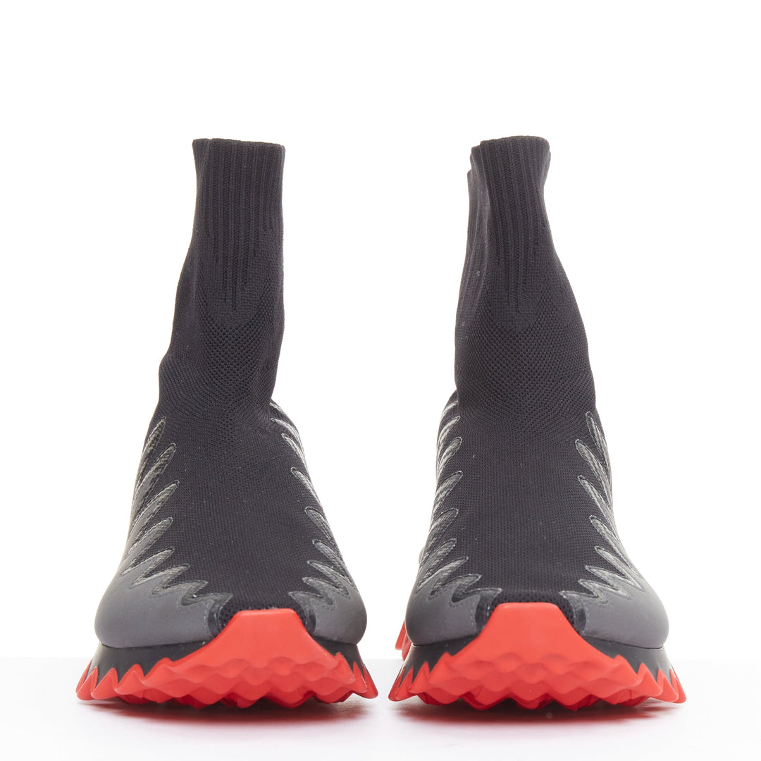 CHRISTIAN LOUBOUTIN Sharky Sock black sock spikey sole sneaker boot EU45 US12