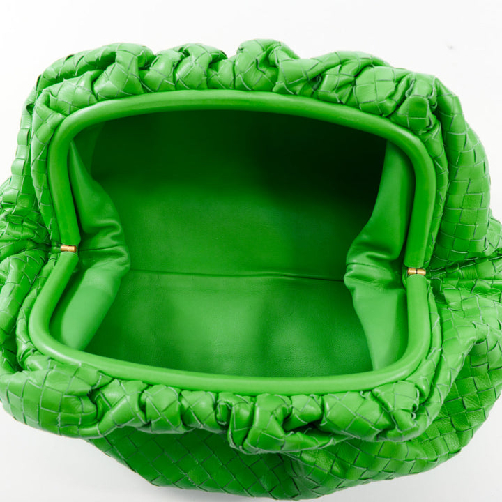 BOTTEGA VENETA Parakeet The Pouch green Intrecciato nappa leather clutch bag