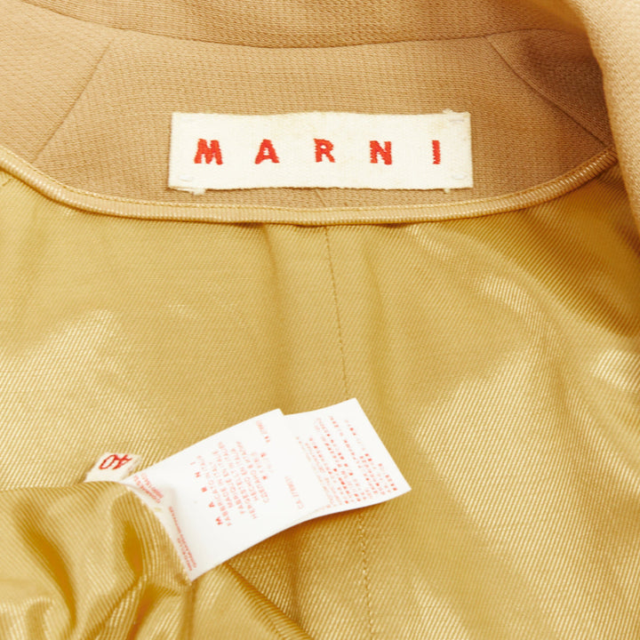 MARNI camel virgin wool puff darted sleeve zip round collar coat IT40 S