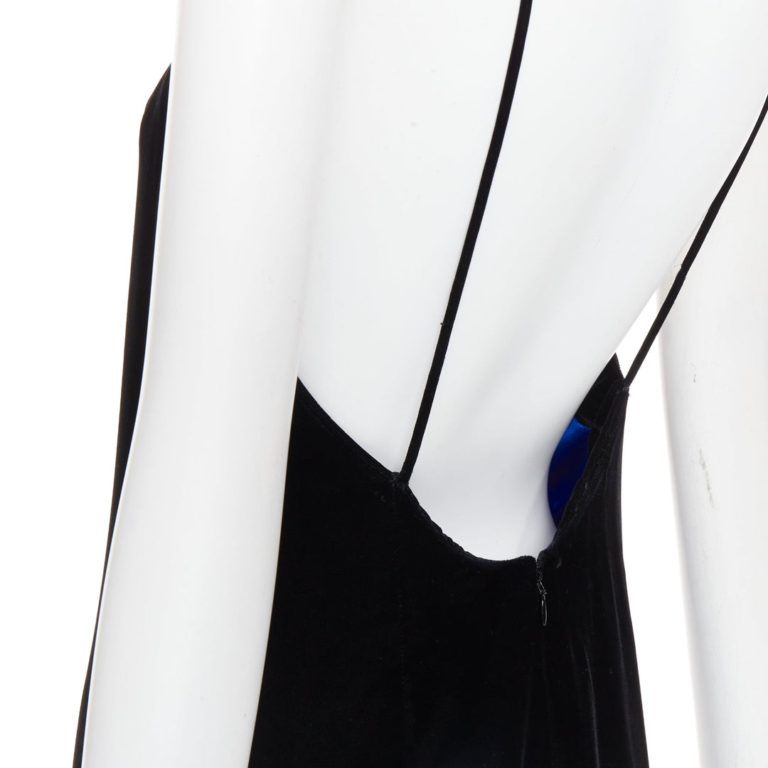 ALEXANDRE VAUTHIER COUTURE AW2022 Runway black velvet blue symmetric slip dress