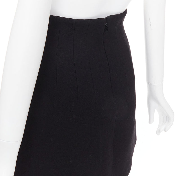 MIU MIU 2013 black 100% virgin wool high waist darted skirt IT36 XXS