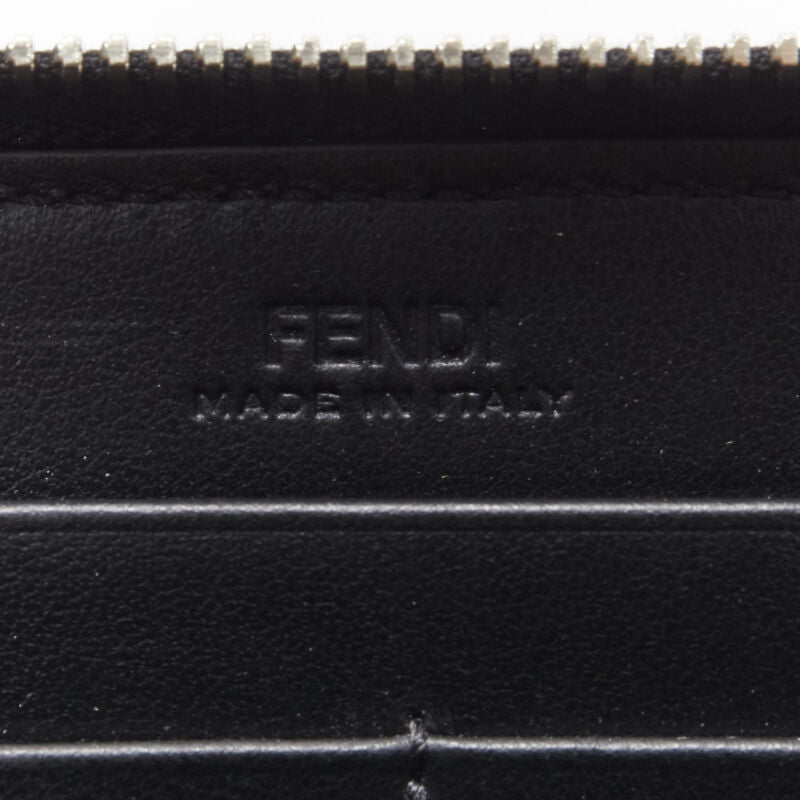 FENDI white dotted scaled leather Rainbow studs long zip continental wallet