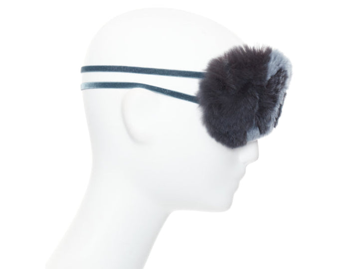 CHANEL Coco Neige navy black fur CC logo eye mask