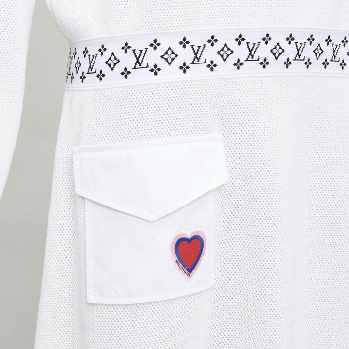 LOUIS VUITTON 2023 Queen of Hearts cream LV badge slouchy dress L