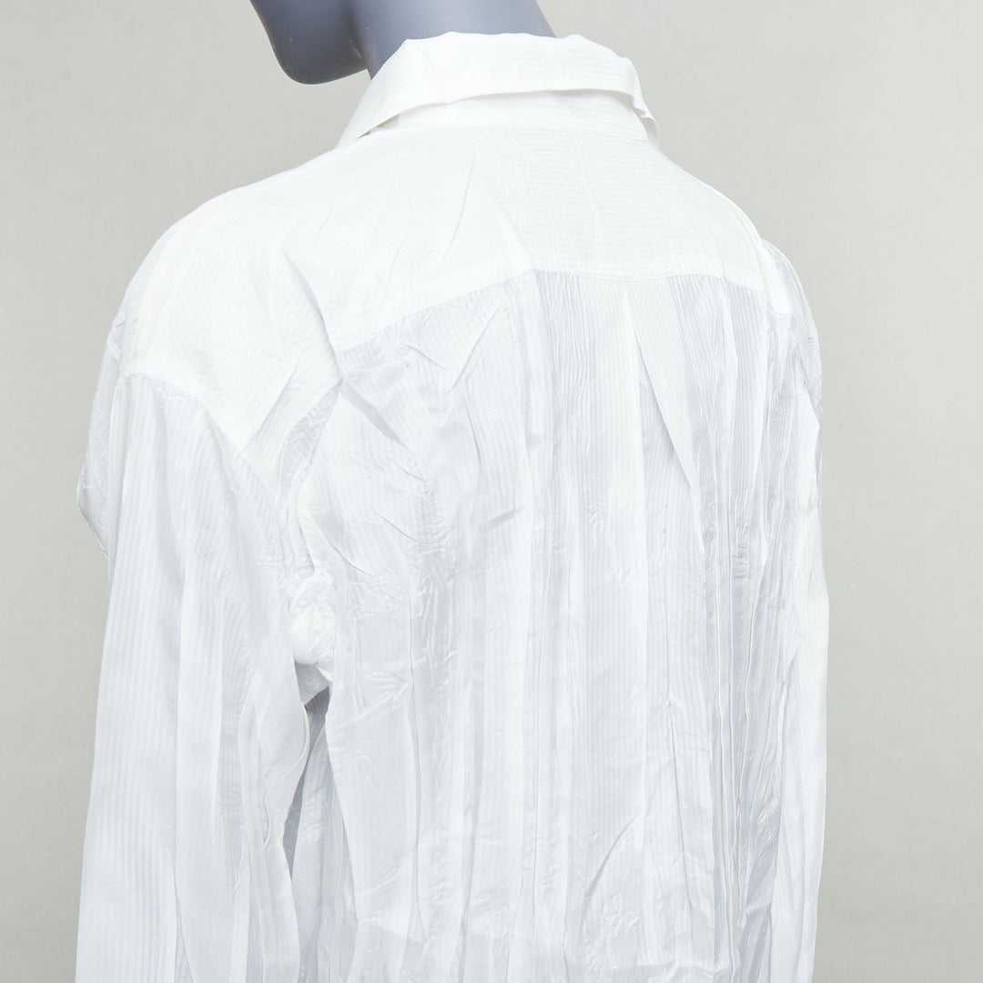 ISSEY MIYAKE Pleats Please white plisse pocketed shirt JP4 XL