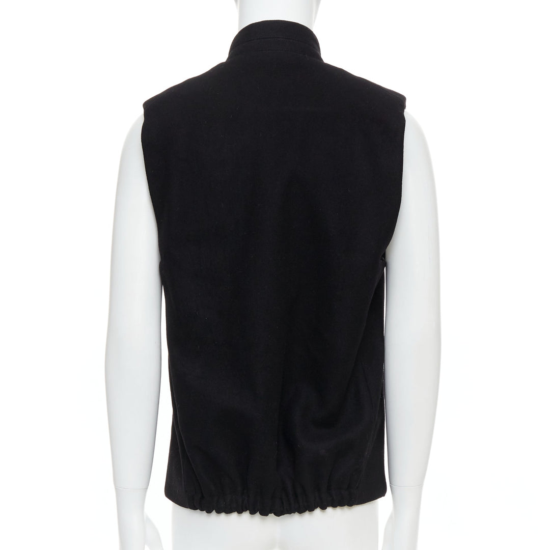 CHRISTOPHE LEMAIRE black wool minimal topstitch waist coat vest Sz2 M