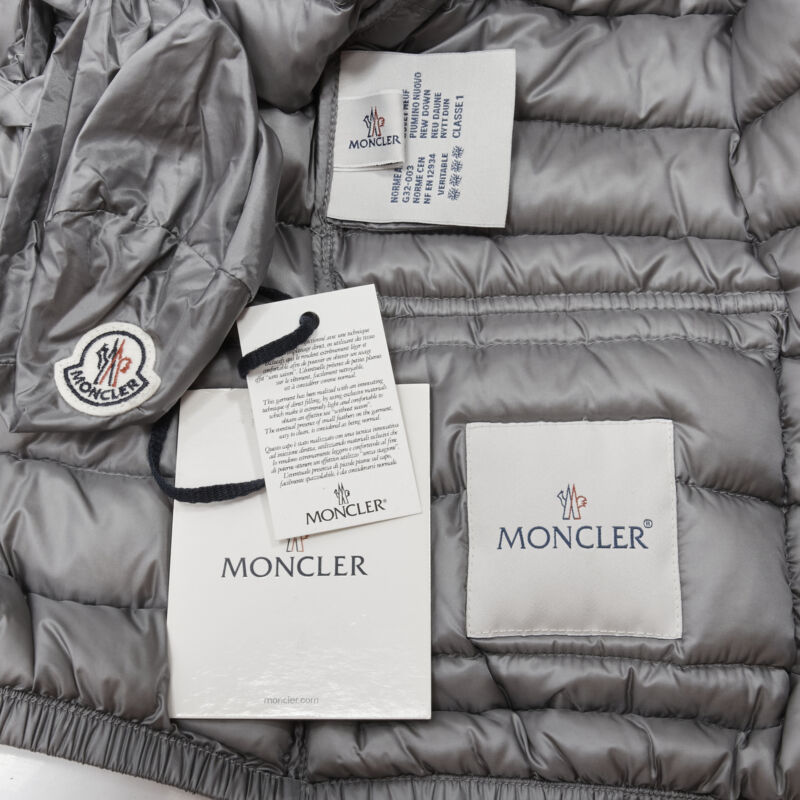 MONCLER Lans Giubbotto grey down feather padded puffer jacket US0 XS