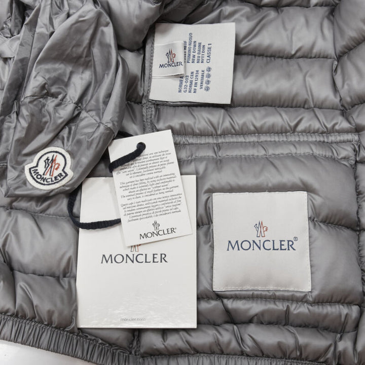MONCLER Lans Giubbotto grey down feather padded puffer jacket US0 XS