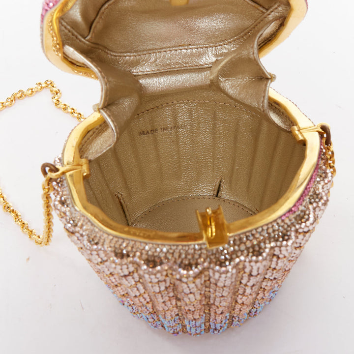 JUDITH LEIBER Limited pink gold strawberry cupcake crystal Say Yes clutch bag