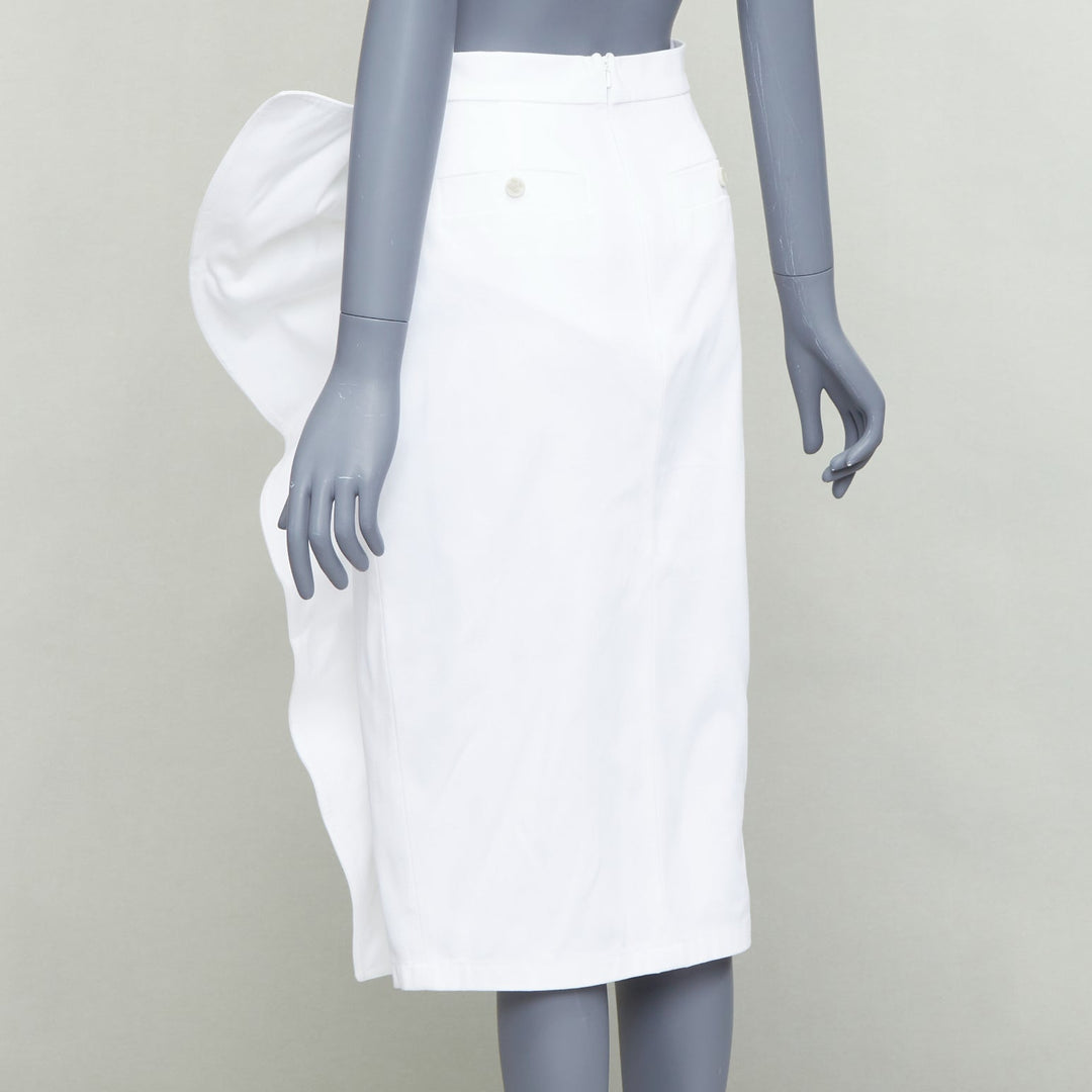 MAX MARA SFILATA white cotton asymmetric ruffles button skirt IT36 XXS