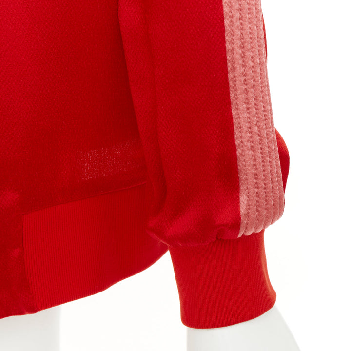 VALENTINO 2018 red satin tech stripe zip up retro sports track jacket IT36 XXS