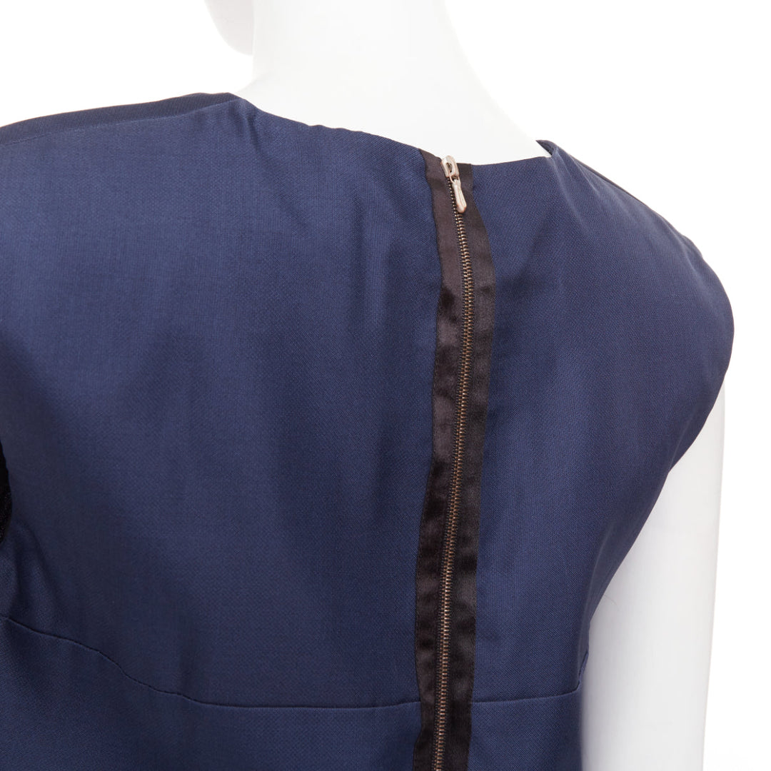 VICTORIA BECKHAM navy blue structural cocoon paneled pocket shift dress UK10 M