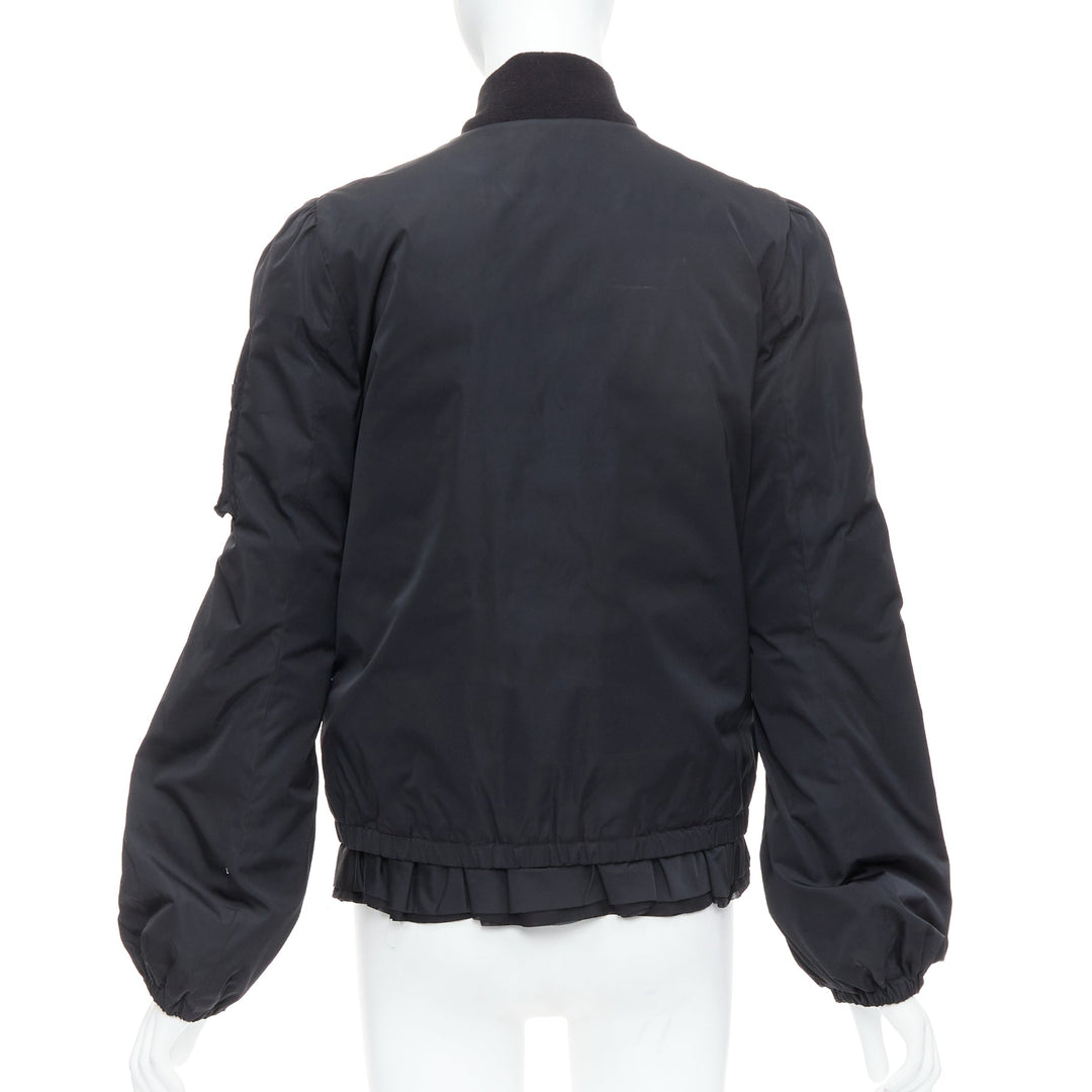 MONCLER G32-003 black logo puffer mesh trim nylon bomber Sz.2 M