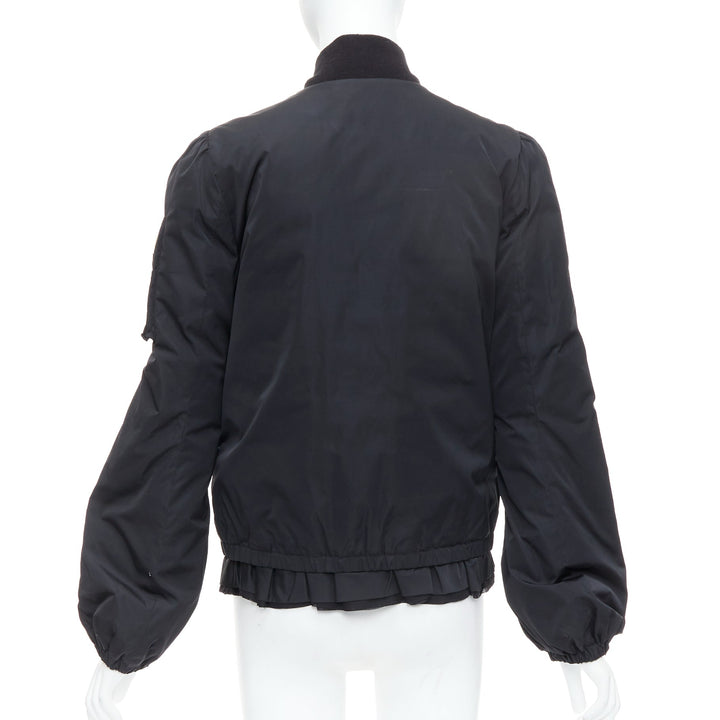MONCLER G32-003 black logo puffer mesh trim nylon bomber Sz.2 M