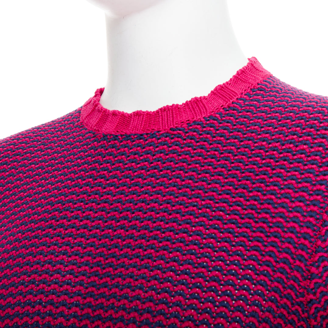 DRUMOHR pink violet cotton knit scallop collar crew sweater IT48 M