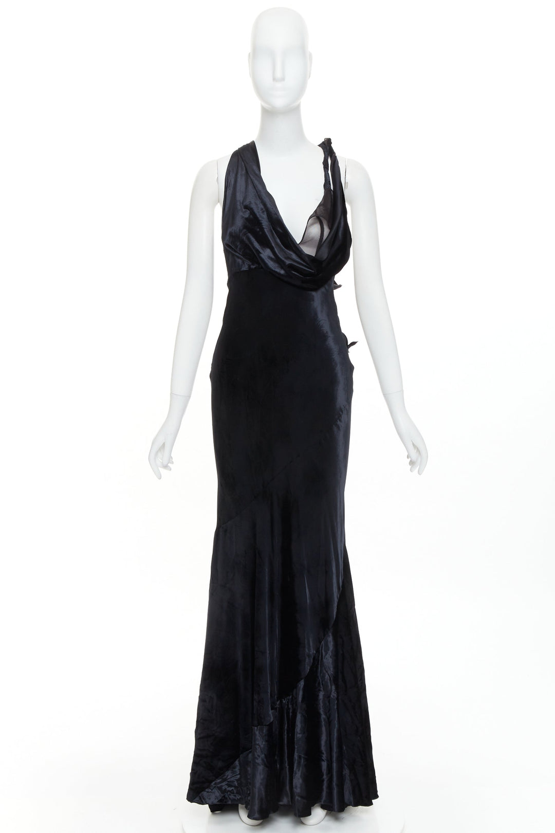 ALEXANDRE VAUTHIER COUTURE black velvet sheer panel mermaid gown