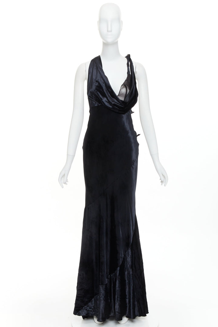 ALEXANDRE VAUTHIER COUTURE black velvet sheer panel mermaid gown