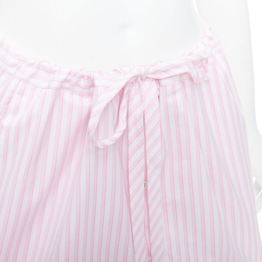 VVB VICTORIA BECKHAM pink white pinstriped tie front tiered skort