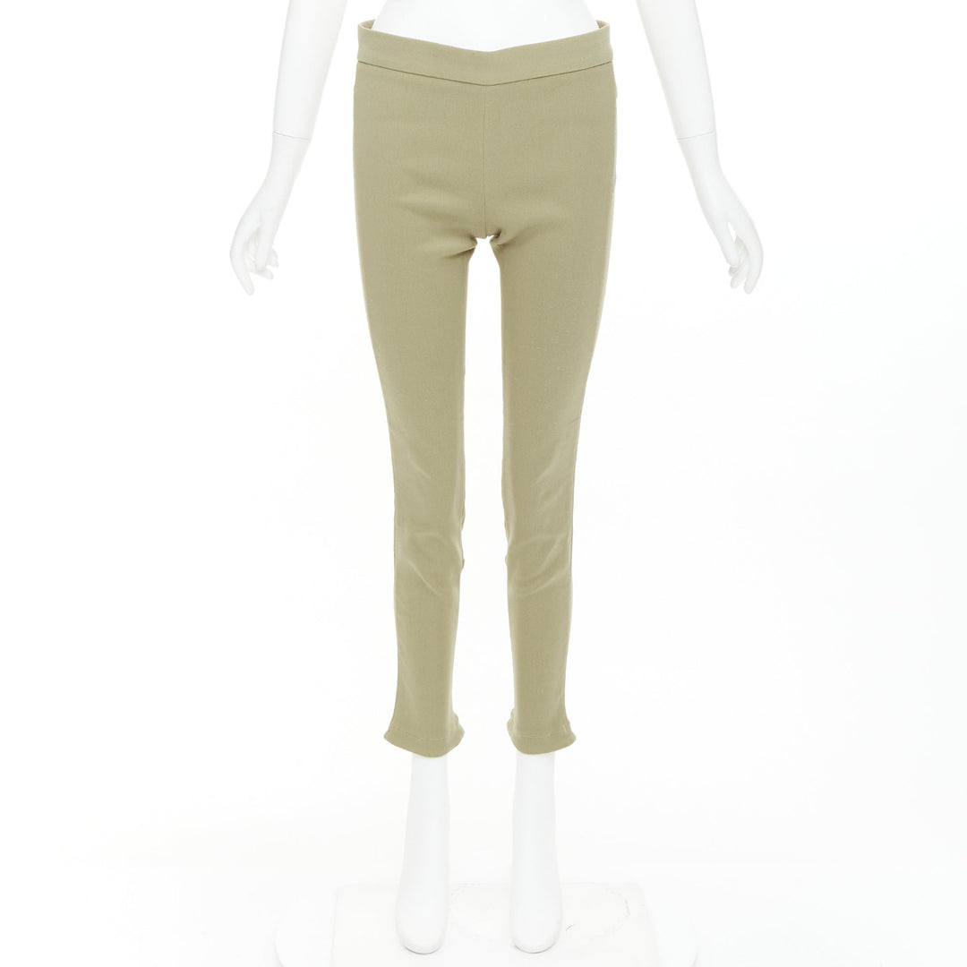 GIVENCHY khaki cotton blend skinny zip back riding pants FR36 S