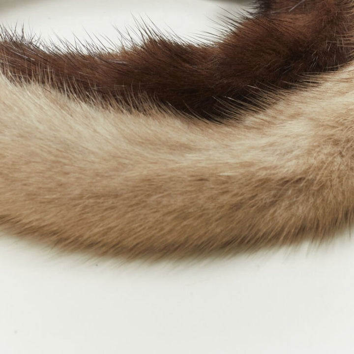 ALEXANDER ZOUARI 2X brown natural grey mink fur headband
