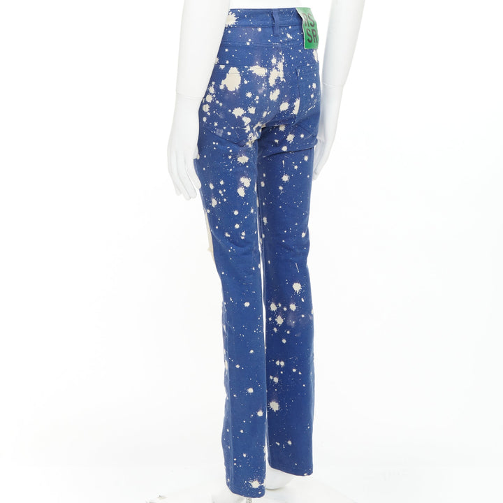 RAF SIMONS Sterling Ruby 2014 Limited blue splash bleach dye skinny jean IT44 XS