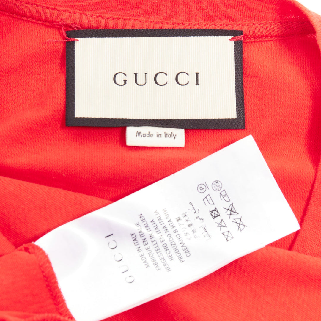 GUCCI L'Aveugle Par Amour red cat embroidered short sleeve t-shirt S