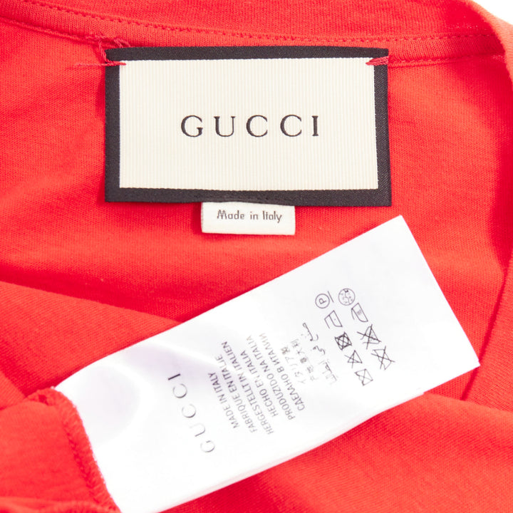 GUCCI L'Aveugle Par Amour red cat embroidered short sleeve t-shirt S