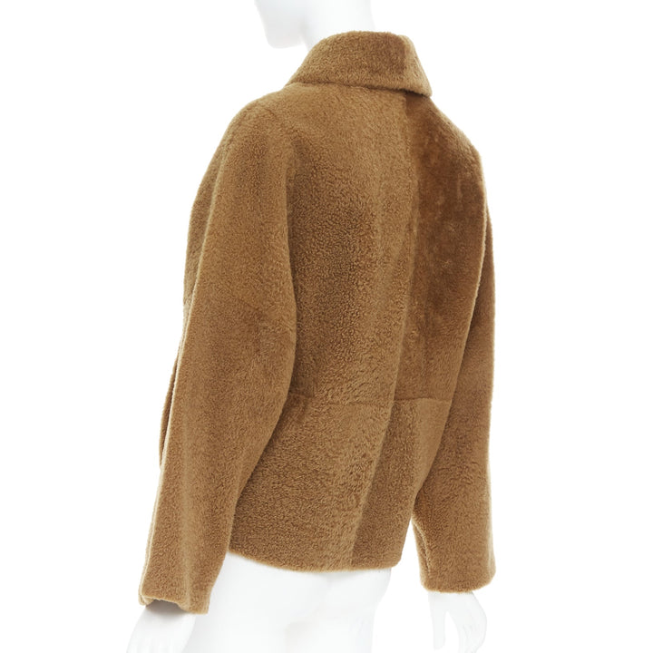 MAX MARA brown lambskin leather shearling Teddy short coat IT38 XS