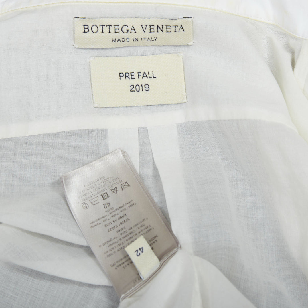 BOTTEGA VENETA 2019 white cotton cream silk blend quilted panels shirt IT42 M