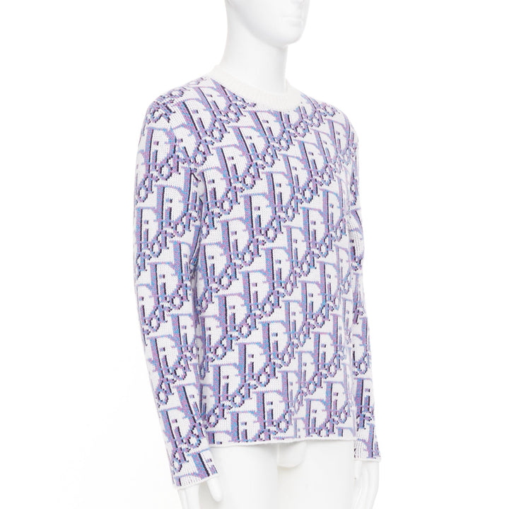 DIOR HOMME Multicolored Oblique jacquard wool cashmere blend sweater S