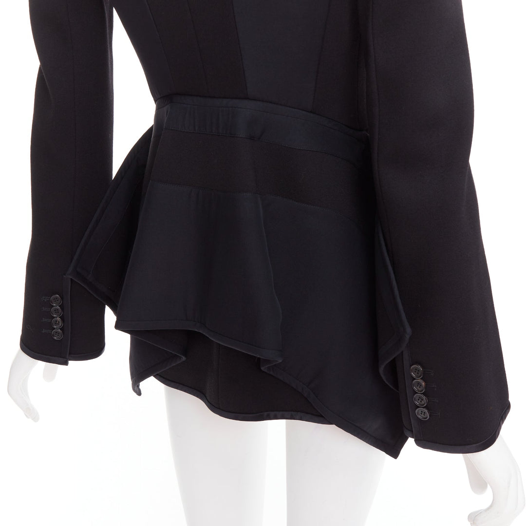 GIVENCHY 2012 Runway black structural sheer overlay peplum blazer