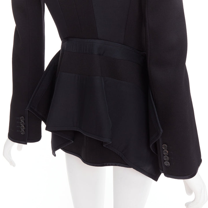 GIVENCHY 2012 Runway black structural sheer overlay peplum blazer