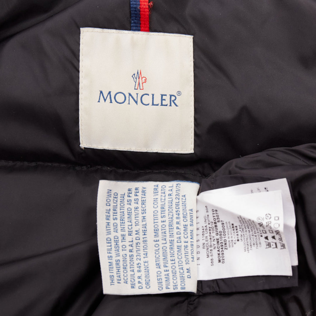 MONCLER Norme Afnor black quilted puffer zip front A line coat Sz3 L