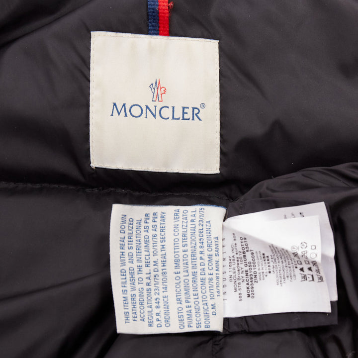 MONCLER Norme Afnor black quilted puffer zip front A line coat Sz3 L