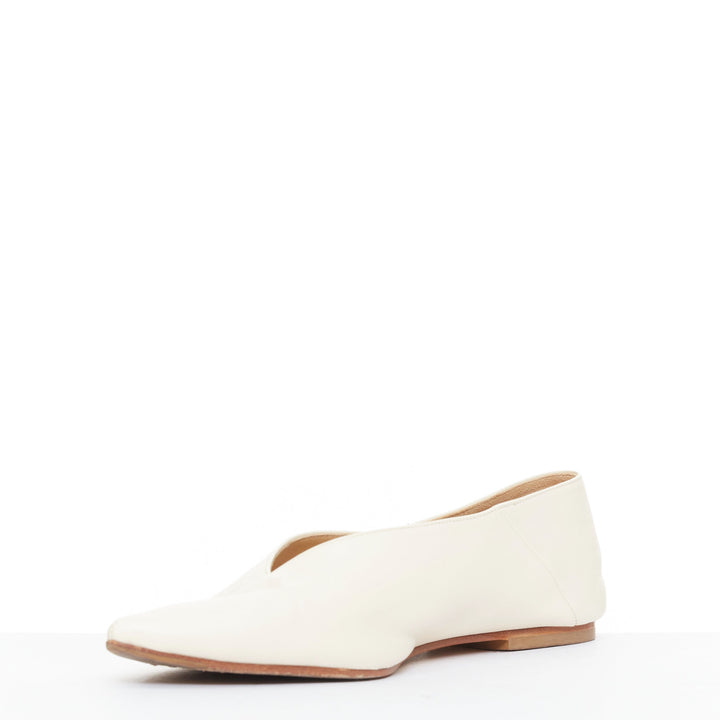 AEYDE Moa creamy nappa leather V vamp point toes 2 way flats EU37.5