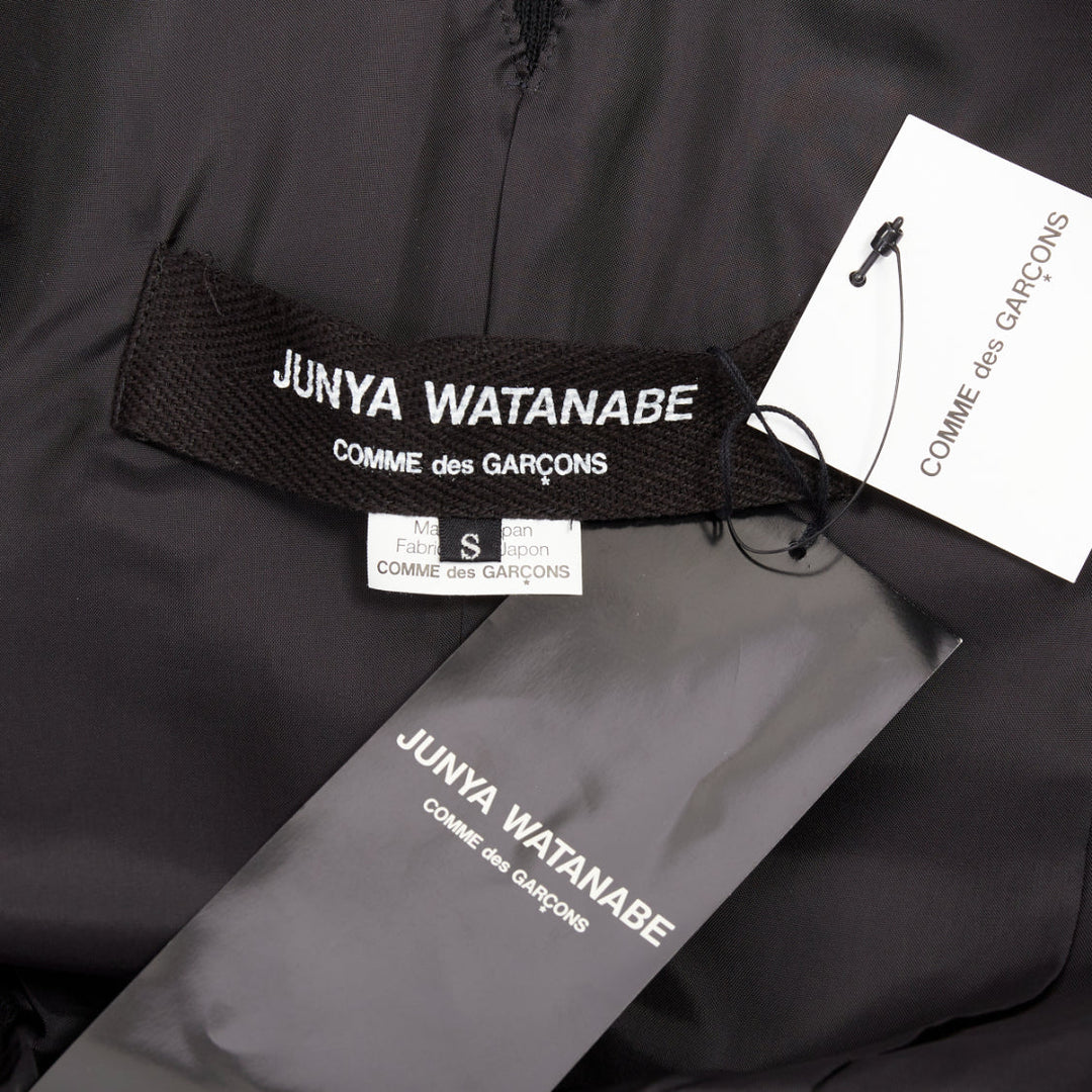 JUNYA WATANABE 2012 Runway black wool deconstruced panelled long fitted coat S