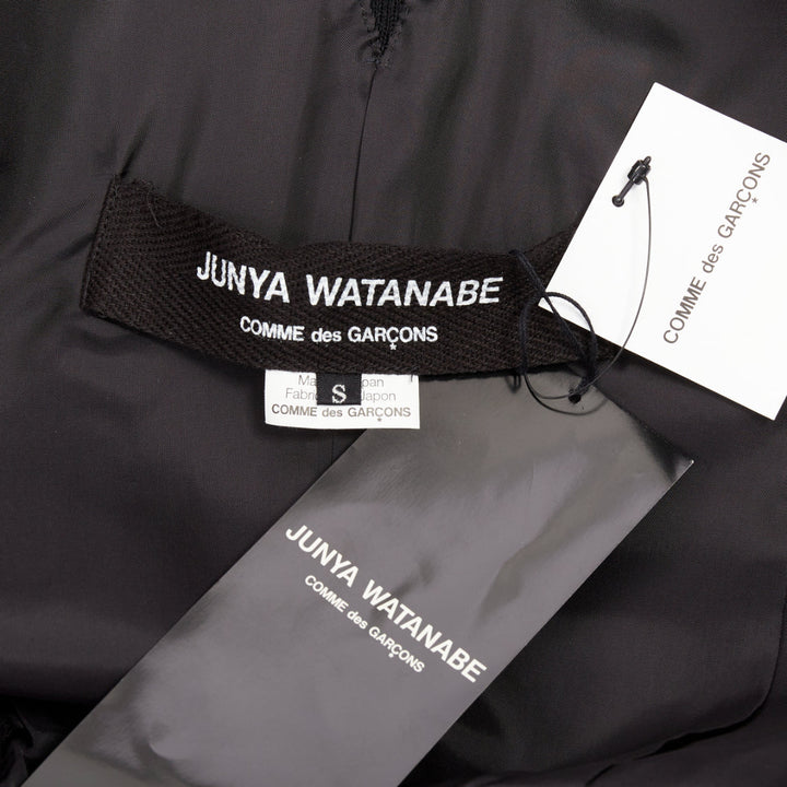 JUNYA WATANABE 2012 Runway black wool deconstruced panelled long fitted coat S